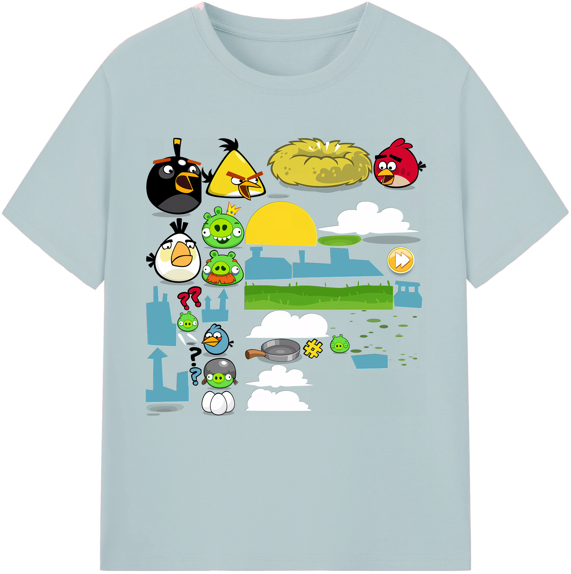 （画像用） Angry Birds アングリーバード 綿100％半袖Tシャツ（フロントプリント）